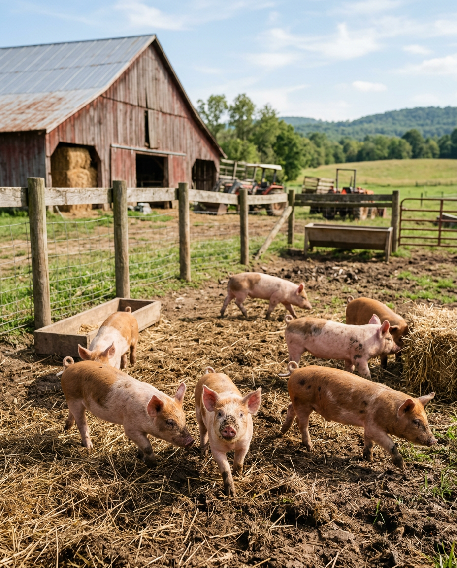 Piglets on farm